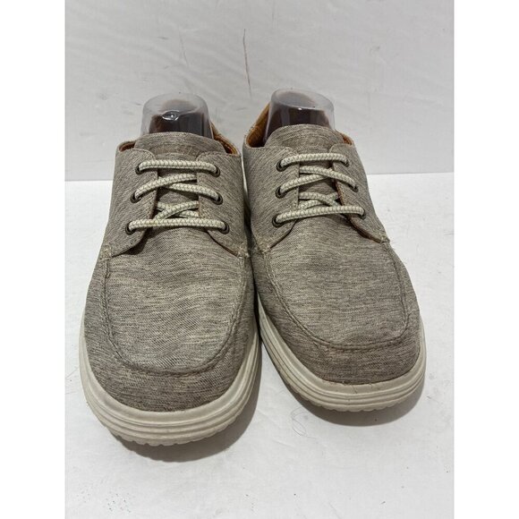 SKECHERS Men Taupe Relenzo Sneaker Slip-On Shoe Size 11 Dress Shoe Business boat - Picture 2 of 7